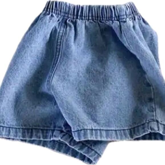 Lot of 2: New light blue denim kid’s shorts 2-3 years, navy tshirt - Picture 1 of 7